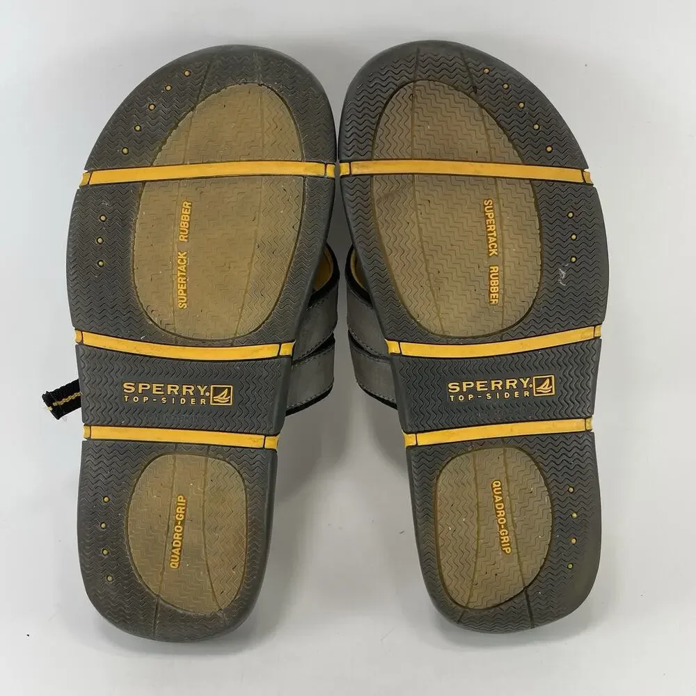 Sperry Top-Sider Santa Cruz Grey Leather Flip Flops Thong Sandals Mens Size 10